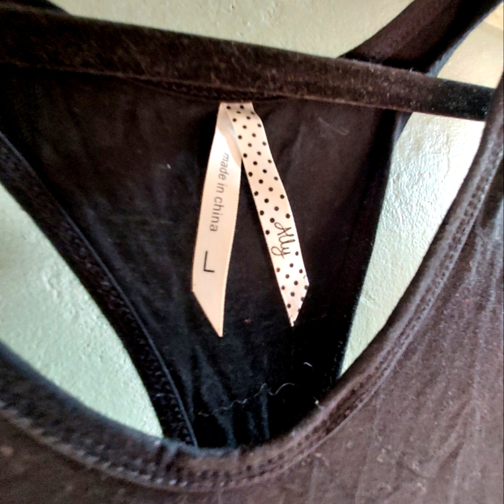 Black Deep Cut Racerback Tank - Picture 2 of 3